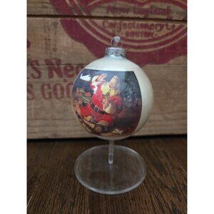 Vtg Authentic Coca-Cola Classic Christmas Ornament - Santa & Train (Circa 1962)
